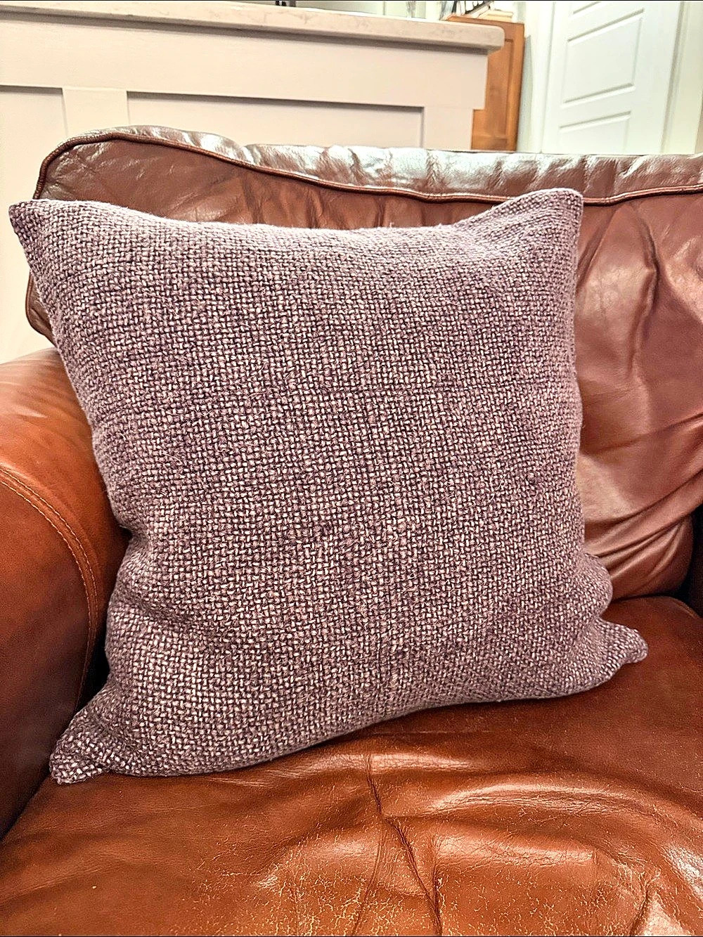 Pottery Barn Faye Linen Textured Pillow Cover Woven Accent Pillow in Purple